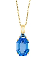 Effy Blue Topaz Fancy-Cut Two Stone 18" Pendant Necklace (8-1/2 ct. t.w.) in 14k Gold