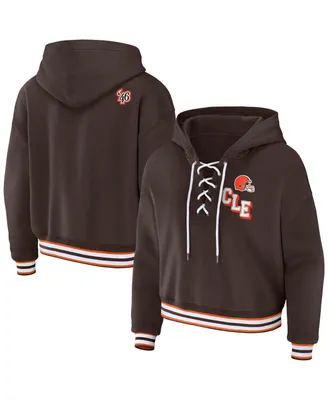 Women's Wear by Erin Andrews Brown Cleveland Browns Lace-Up Pullover Hoodie