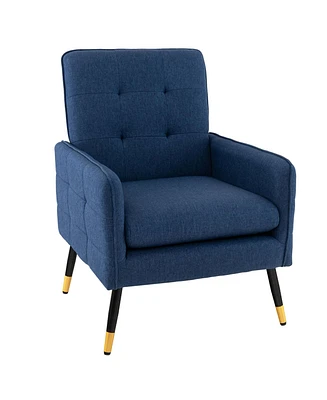 Linen Fabric Accent Chair Modern Single Sofa Chair with Solid Metal Legs