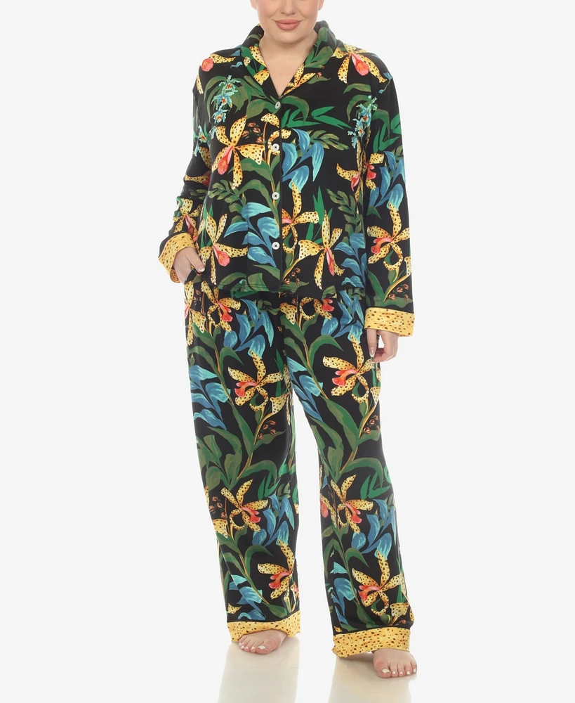 White Mark Plus 2 Pc. Wildflower Print Pajama Set
