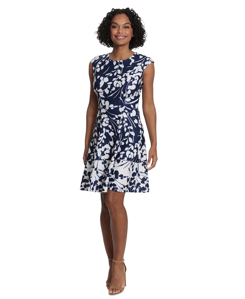 London Times Women's Floral-Print Fit & Flare Dress