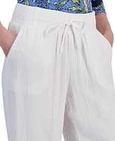 Jm Collection Women's Gauze Cropped Pull-On Pants, Created for Macy's