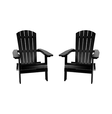 Set Of Riviera Poly Resin Folding Adirondack Lounge Chair