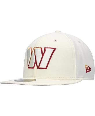 Men's New Era Cream Washington Commanders Chrome Color Dim 59FIFTY Fitted Hat