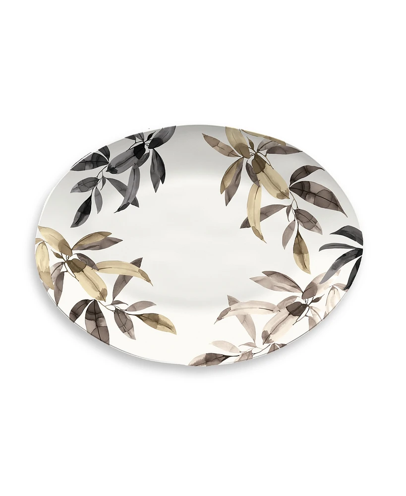 Abode Homewares Bali Leaves Oval Platter, 18.9"