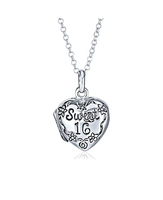 Bling Jewelry Sweet 16 Birthday Locket Necklace That Holds Picture Photo Holder Flower Heart Lockets