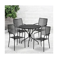 Commercial Grade 35.25" Round Metal Garden Patio Table Set