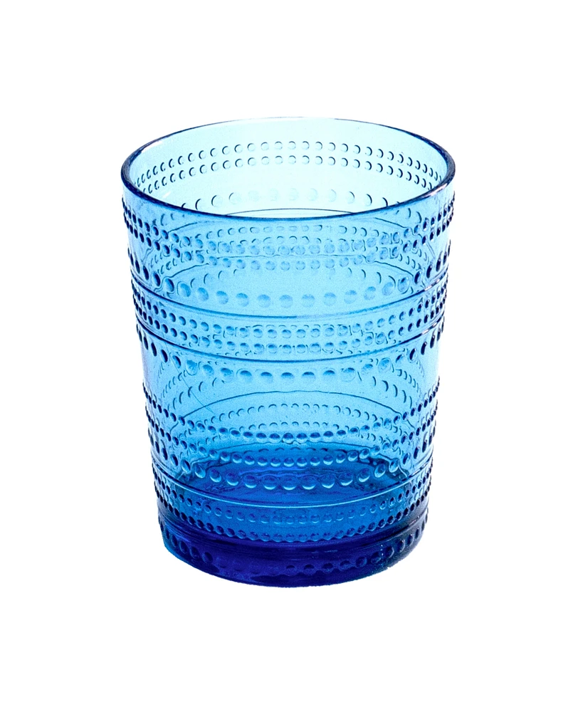 Abode Homewares Beaded Double Old Fashioned Cobalt Glasses, Set of 6