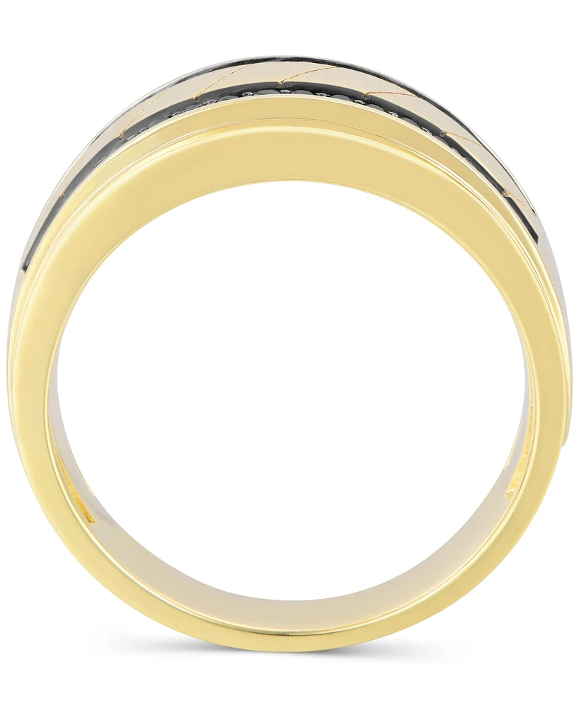 Men's Black Diamond Double Row Band (1/3 ct. t.w.) 10k Gold (Also Light Brown Diamond)