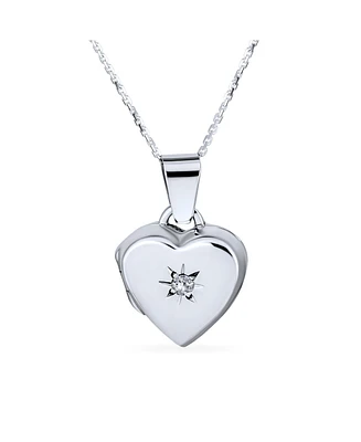 Bling Jewelry Small Cz Carved Floral Flower Initial Heart Shape Photo Locket Hold Pictures Sterling Silver Lockets Necklace Pendant