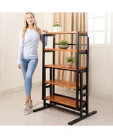 Solid Mahogany Wood Dining Table with Space Saving Shelf