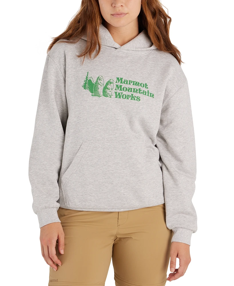 Marmot Women's Mmw Logo-Print Ribbed-Trim Hoodie