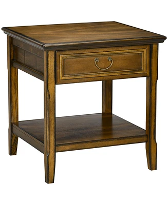 Homcom Vintage Farmhouse Side Table with Storage, Rustic End Table