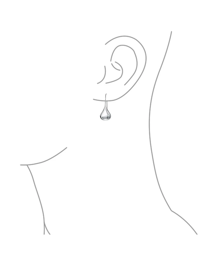 Bling Jewelry Simple Plain Puffed Teardrop Pear Shaped Rain Drop Earrings Fishhook Threader Polish Sterling Silver Inch