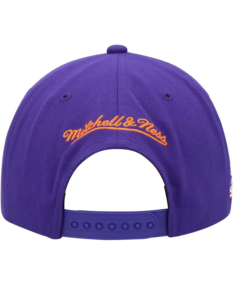 Men's Mitchell & Ness White, Purple Phoenix Suns Retro Sport Colorblock Script Snapback Hat