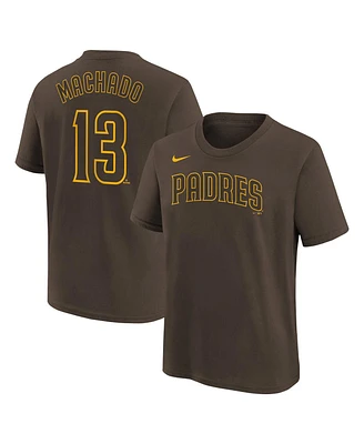 Big Boys Nike Manny Machado Brown San Diego Padres Home Player Name and Number T-shirt