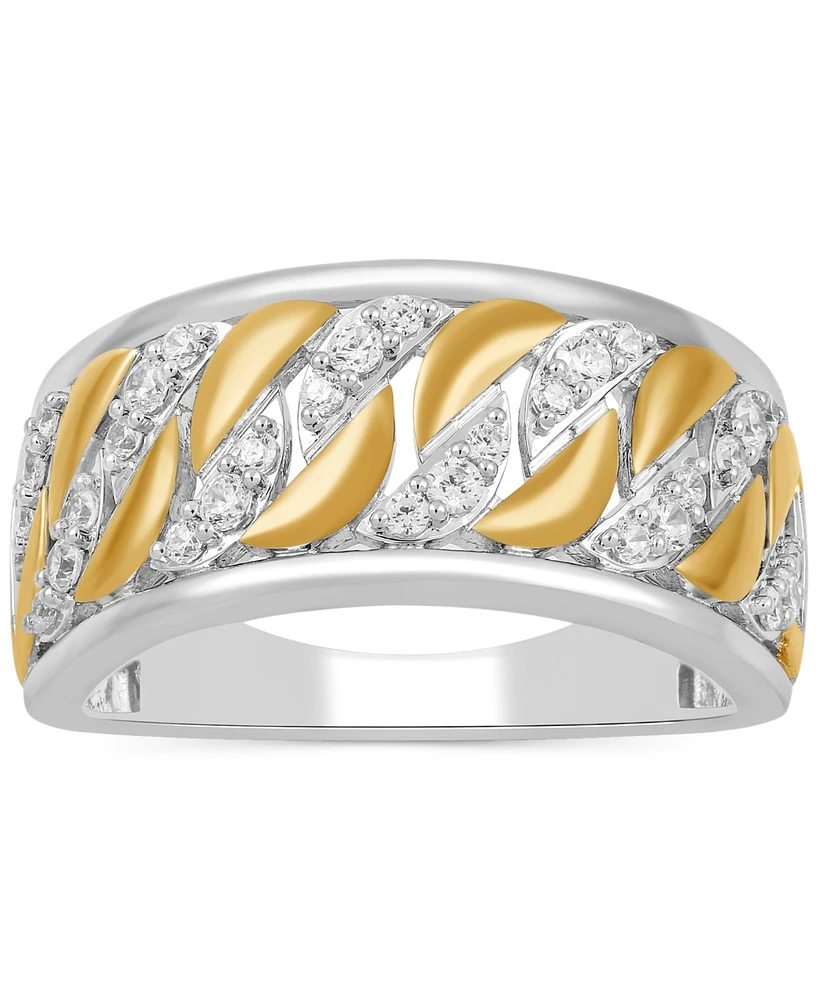 Men's Diamond Chain Link Inspired Ring (1/2 ct. t.w.) in Sterling Silver & 18k Gold-Plate