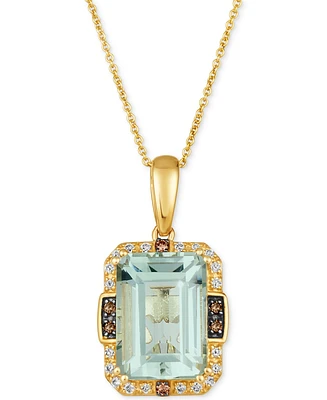 Le Vian Mint Julep Quartz (6-3/4 ct. t.w.) & Diamond (1/4 ct. t.w.) Halo Adjustable 20" Pendant Necklace in 14k Gold