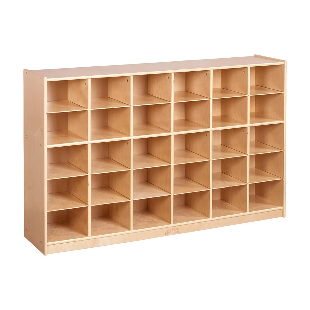 ECR4Kids 30 Cubby Mobile Tray Storage Cabinet, 5x6, Natural, 1