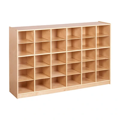 ECR4Kids 30 Cubby Mobile Tray Storage Cabinet, 5x6, Natural, 1