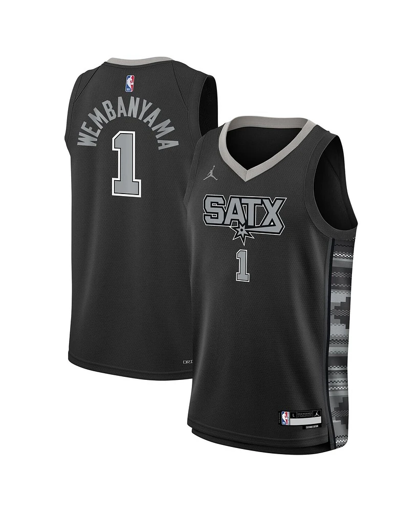Big Boys Jordan Victor Wembanyama Black San Antonio Spurs Swingman Jersey - Statement Edition