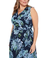 London Times Plus Size Ruffled Chiffon Maxi Dress