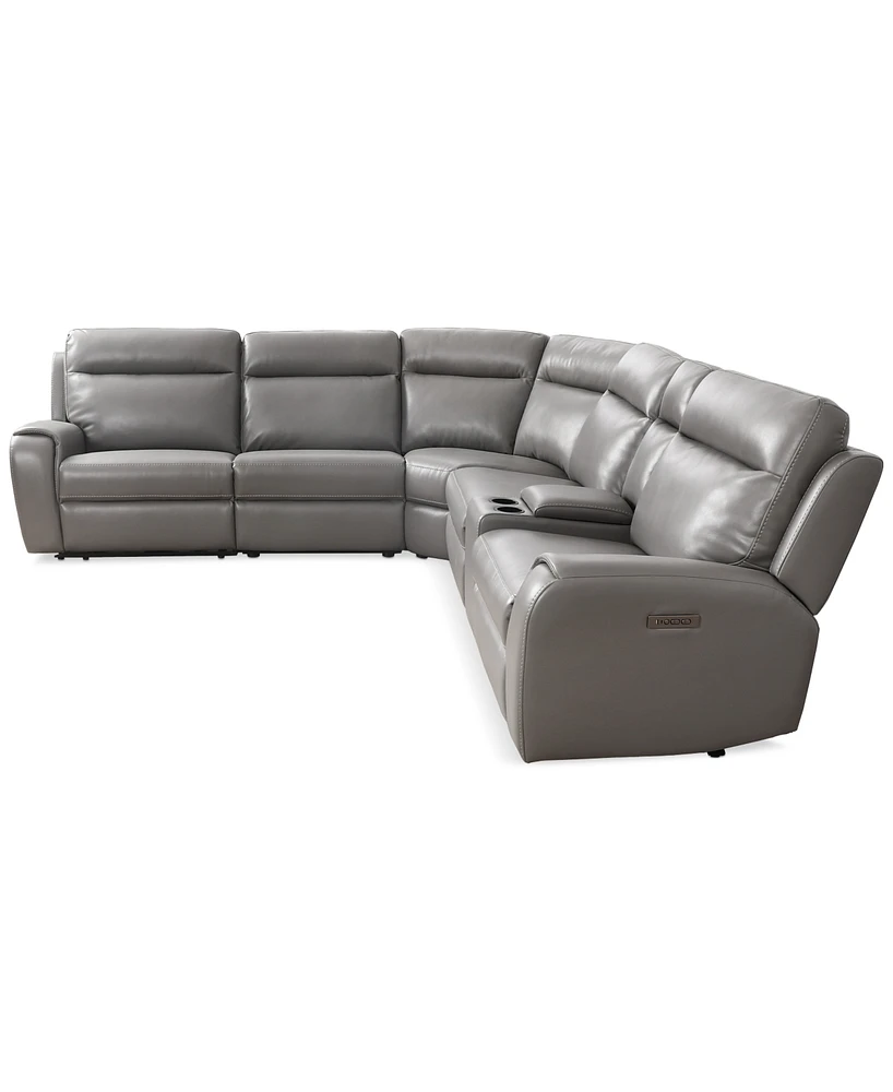 Closeout! Sheeler 6-Pc. Faux Leather Sectional with 2 Power Motion Chairs & 1 Console