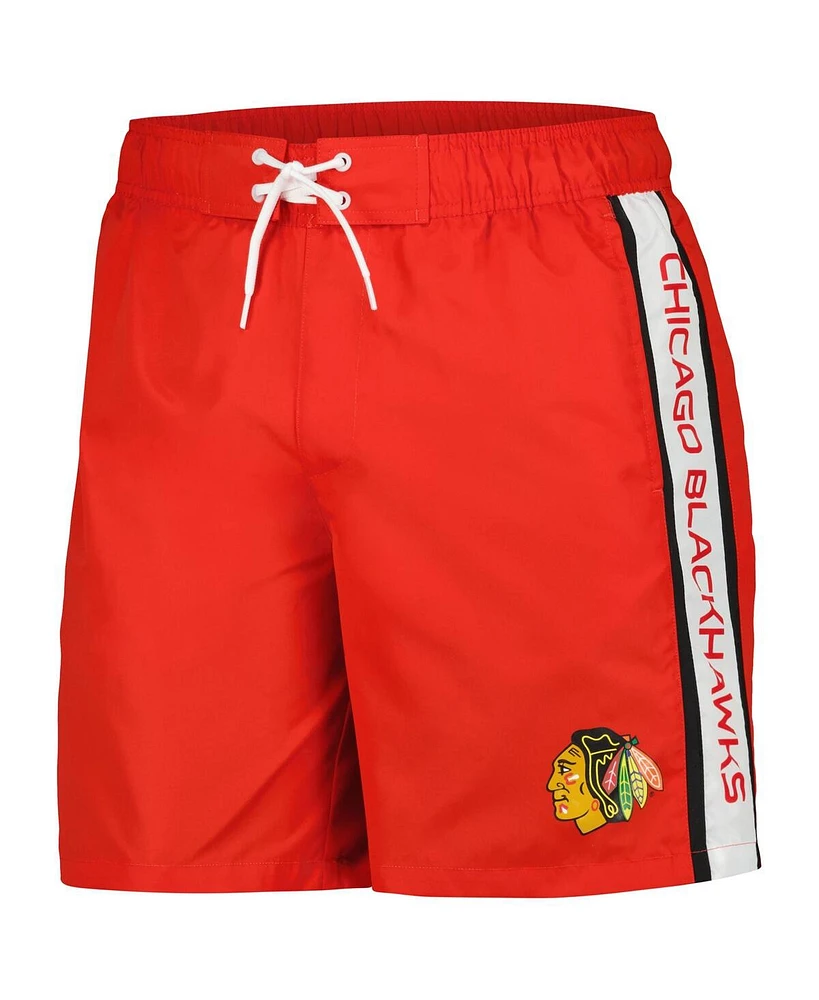 Men's G-iii Sports by Carl Banks Red Chicago Blackhawks Streamline Volley Swim Trunks