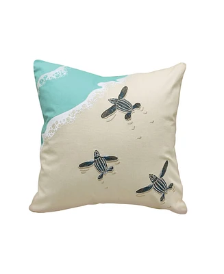 Leatherback Scurry-Embroidered Indoor Cotton Throw Pillow