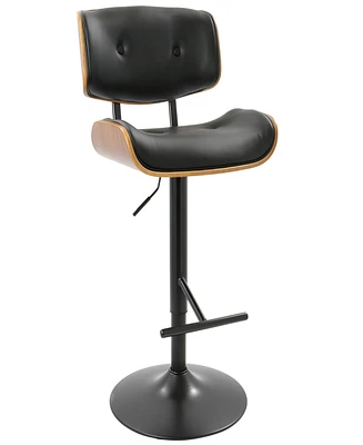 Lombardi Mid-Century Modern Adjustable Barstool in Faux Leather by Lumisource