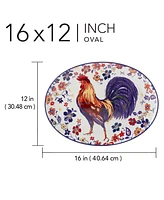 Certified International Morning Rooster Oval Platter