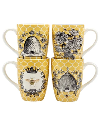 Certified International French Bees Set of 4 Mugs