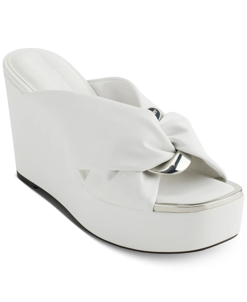 Dkny Women's Maryn Chain Twist Platform Wedge Sandals