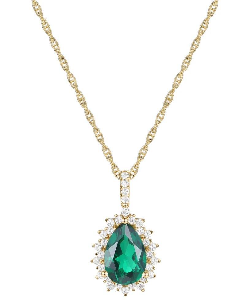 Lab-Grown Opal (1 ct. t.w.) & White Sapphire (1/2 18" Pendant Necklace 14k Rose Gold-Plated Sterling Silver (Also