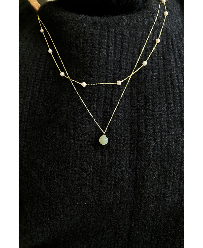 Donut — Green jade pendant necklace