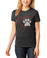 La Pop Art Women's Premium Blend Word Paw Heart T-Shirt