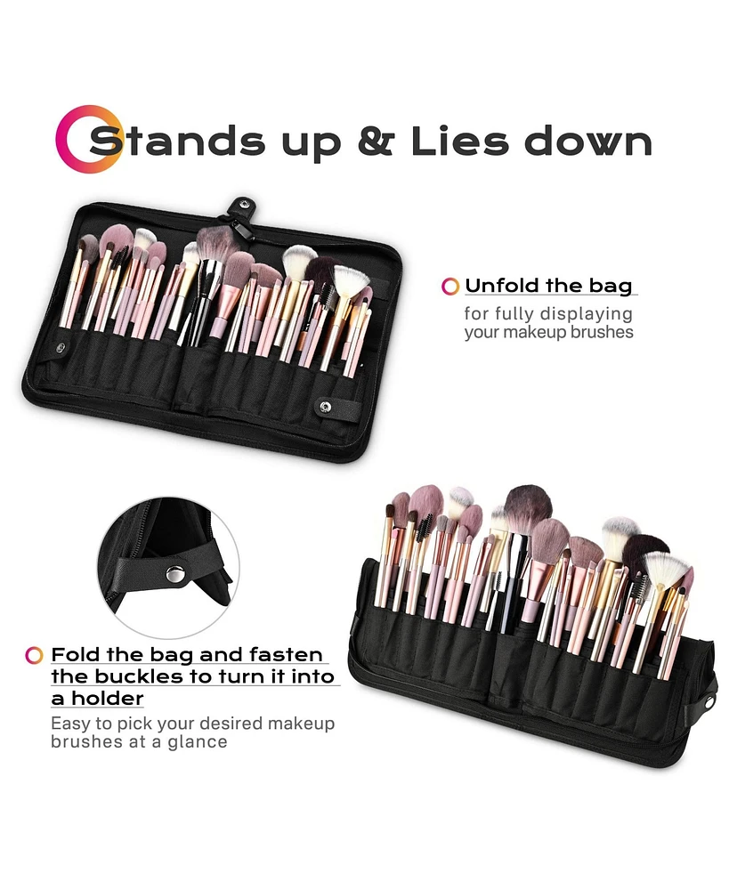 Byootique Makeup Brush Bag Foldable Holder Organizer Portable Travel Artist Case
