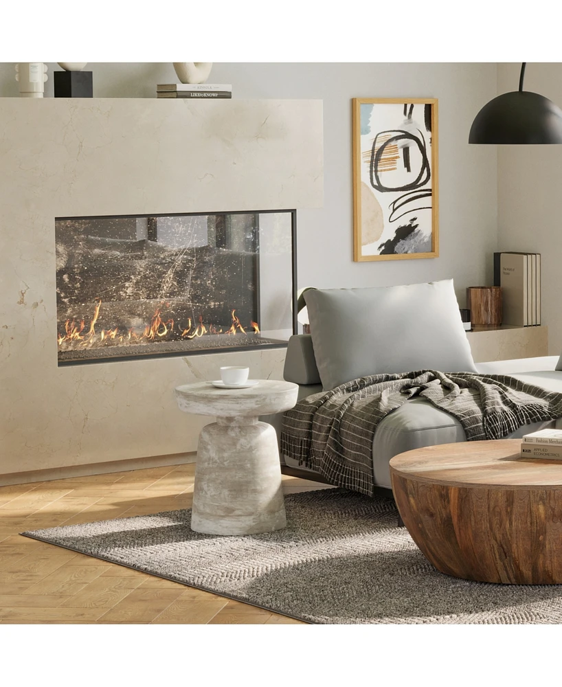 Simpli Home Robbie Solid Mango Wood Accent Table in Distressed White Wash