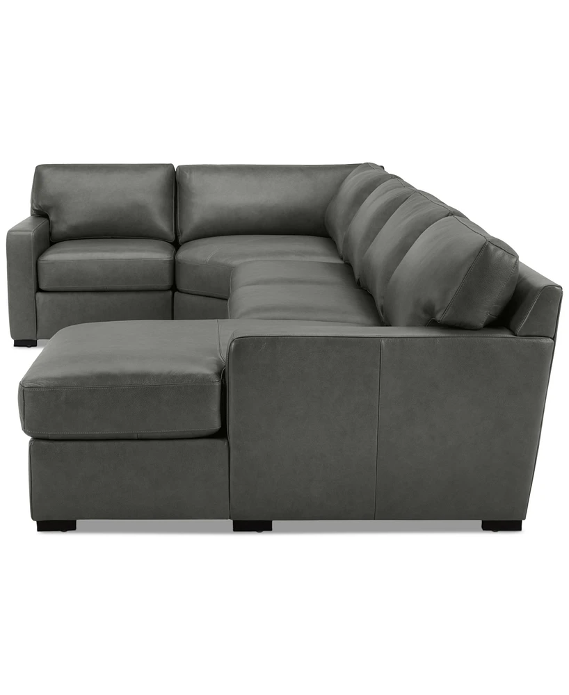 Radley 148" 4-Pc. Leather Wedge Modular Chaise Sectional, Created for Macy's