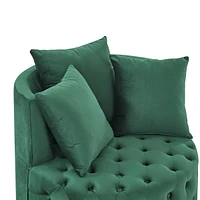 Streamdale Furniture Green velvet swivel chair with 3 pillows & wheels