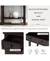 Streamdale Furniture Narrow Console Table, Slim Sofa Table With Three Storage Drawers And Bottom Shelf