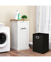Slickblue Freestanding Tilt Out Laundry Cabinet with Basket-White