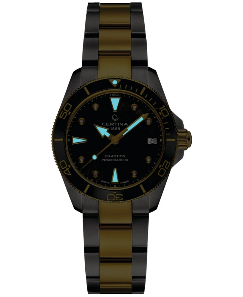 Certina Women's Swiss Automatic Ds Action Lady Diamond Accent Two-Tone Stainless Steel Bracelet Watch 35mm