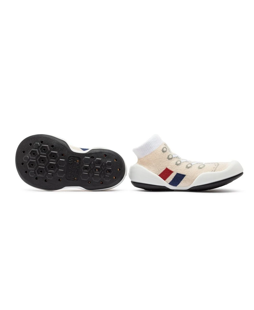 Komuello Infant Girl Boy Breathable Washable Non-Slip Sock Shoes Runner - Light Beige