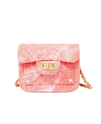 Tiny Treats + Zomi Gems Girls Tie Dye Quilted Denim Handbag, Pink