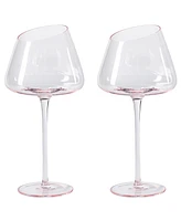 Ventray Home French Style Pink Crystal Burgundy Wine Glasses, Lead-Free Premium Champagne Glasses