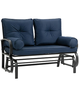 Outsunny Outdoor Rocking Loveseat, Patio Glider Bench, Cushions, Pillows,