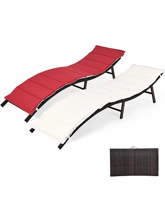 Vebreda 2 Pieces Folding Patio Lounger Chair