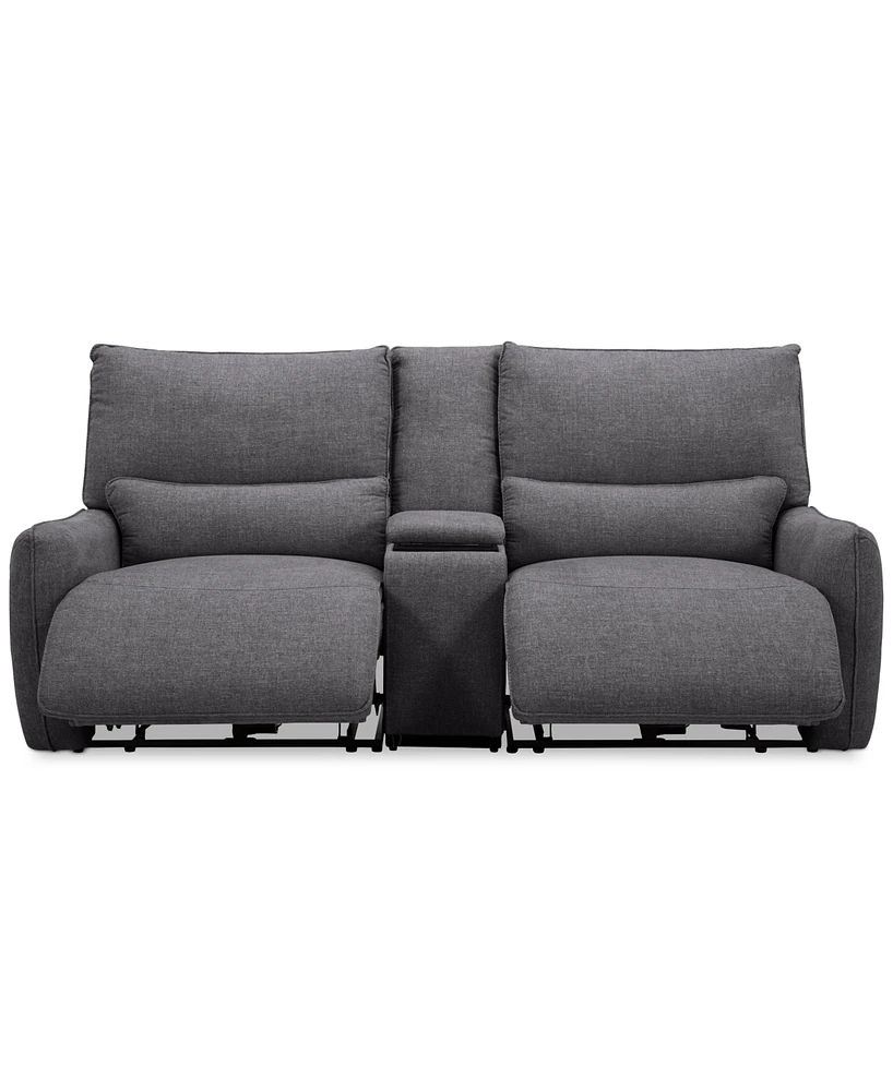 Olper 3-Pc. Fabric Zero Wall Sofa with 2 Power Recliners and 1 Console, Created for Macy's
