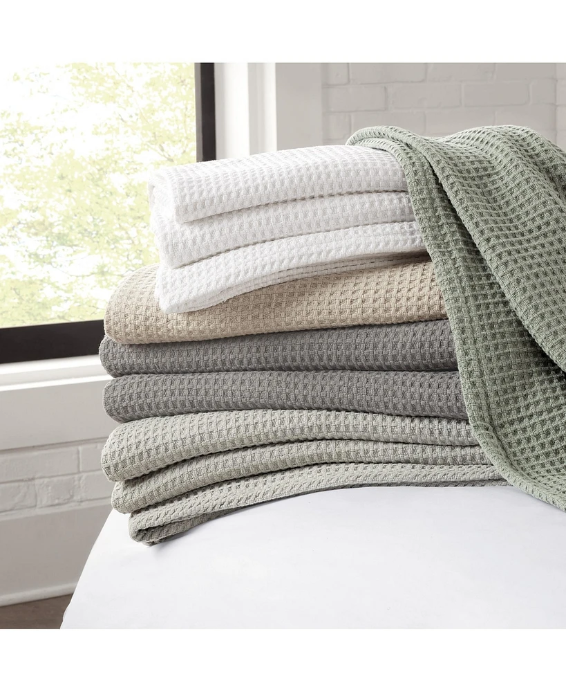 Haryana Luxury Waffle Weave Cotton Bed Blanket, Queen 90x90 in. (Color Options), Warm Blanket for Bedrooms